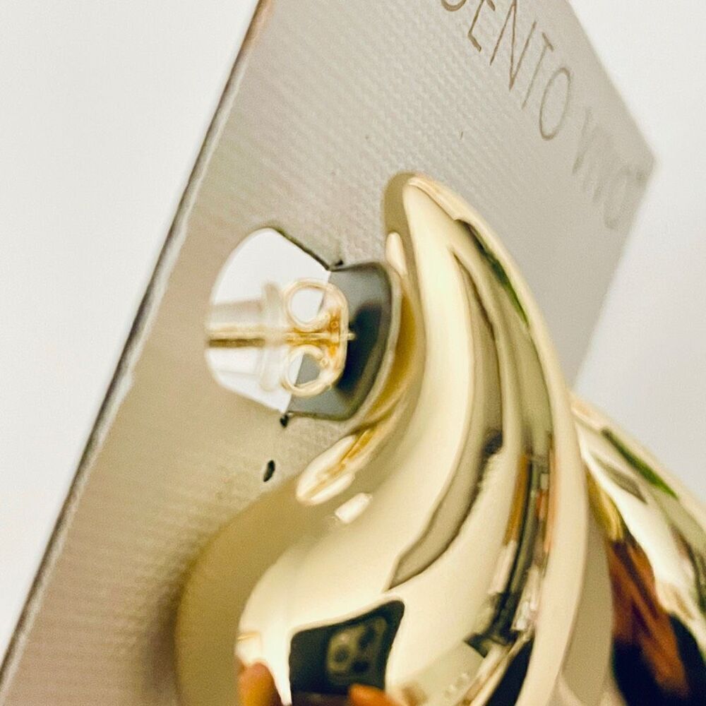 NWT Argento Vivo Stunning Thick Gold Polished Shinny Stud Tear Drop earrings - Picture 5 of 9